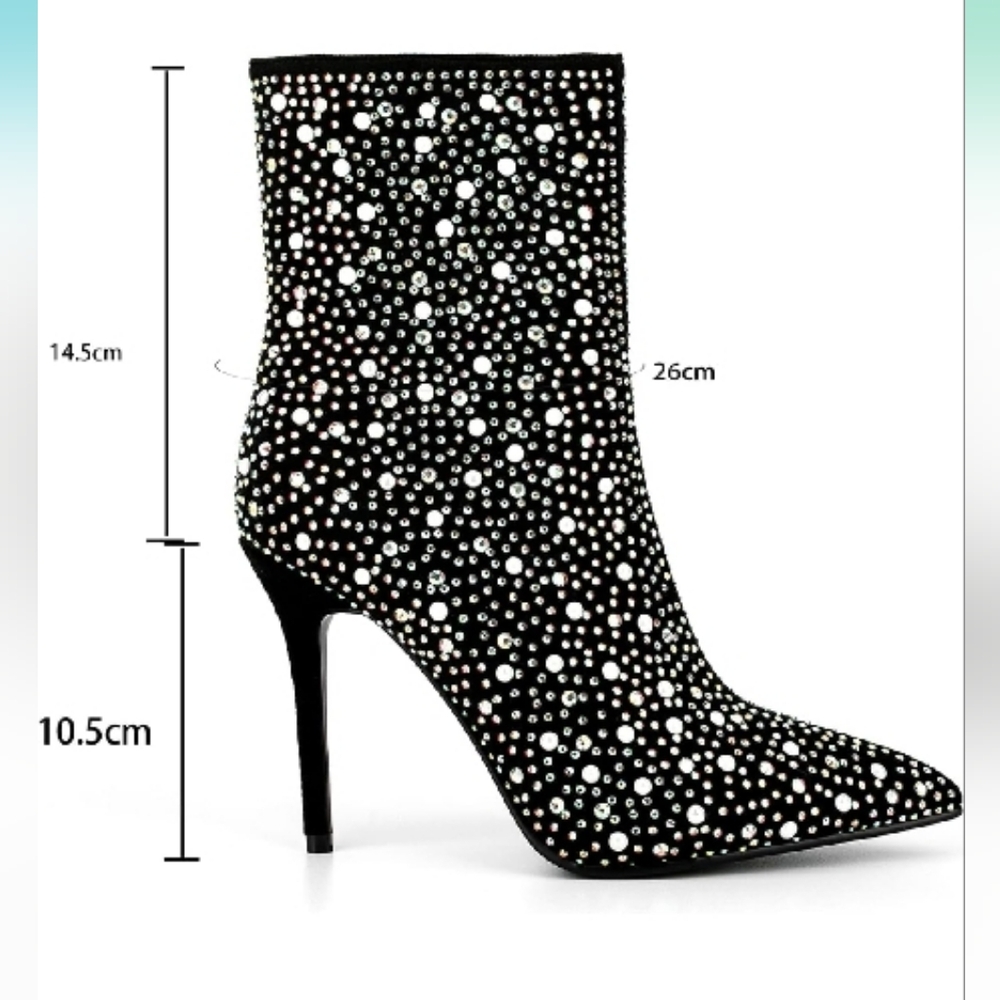 Aurora Crystal, Pointy Toe Stiletto Heeled Boots NWT size 6 - Picture 7 of 13